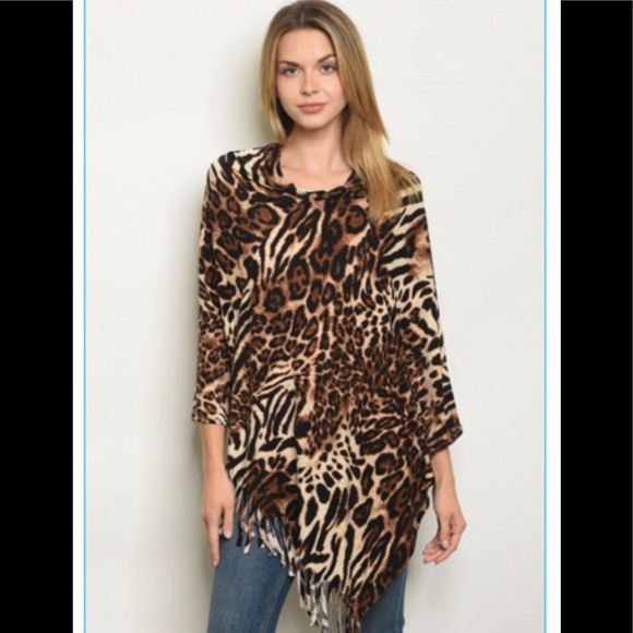 ❤️Fun leopard print poncho - Picture 2 of 8